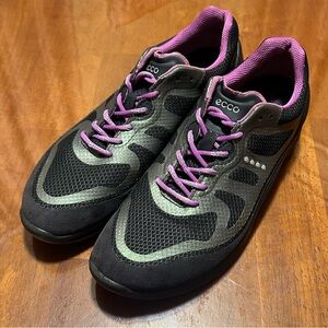 ECCO Biom Fjuel Tie Women’s Sneakers Shoes Black Purple US 8 EU 39 Low Top